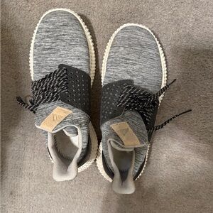 Gray & Black size 6.5 women’s Adidas Sneakers with White Soles - worn once